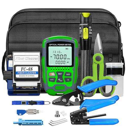 Fiber Optic Termination Tool Kit FTTH Cable Cold Welding Tool Set with 6S Optical Fiber Cleaver and FC-LC Adapter M7 3 in 1 OPM with RJ45