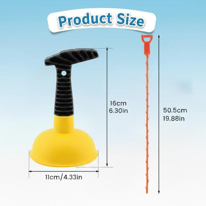 Sink Plunger, Mini Plunger with Short Handle & Drain Clog Remover, Easy to Use Powerful Unclogging Tool for Kitchen Sink, Shower Tub, Bathroom Drains, Bath