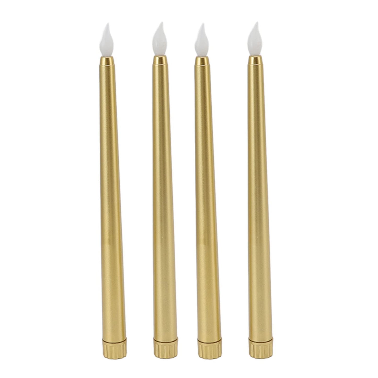 4Pcs Flameless Taper Candles Electric LED Taper Candle Halloween Christmas Holiday Decor Candles (Gold)