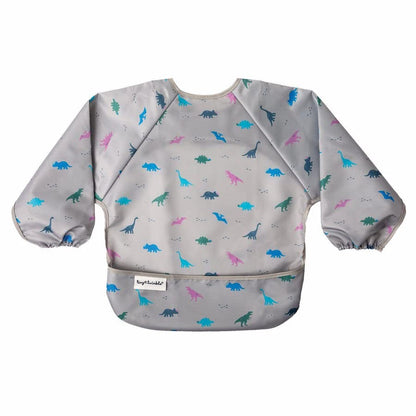 Tiny Twinkle Mess Proof Baby Bib,Waterproof Smock Baby Bib for Eating,Machine Washable Long Sleeve Bib,Baby Led Weaning,Toddler Bib,BLW Supplies(Dinosaur, Small 6-24 Months)