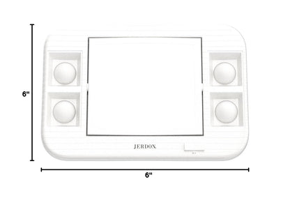 JERDON Two-Sided Makeup Mirror with Lights - Vanity Mirror with 5X Magnification & Two Setting Glare-Free Lighting - White Base - Model J1015