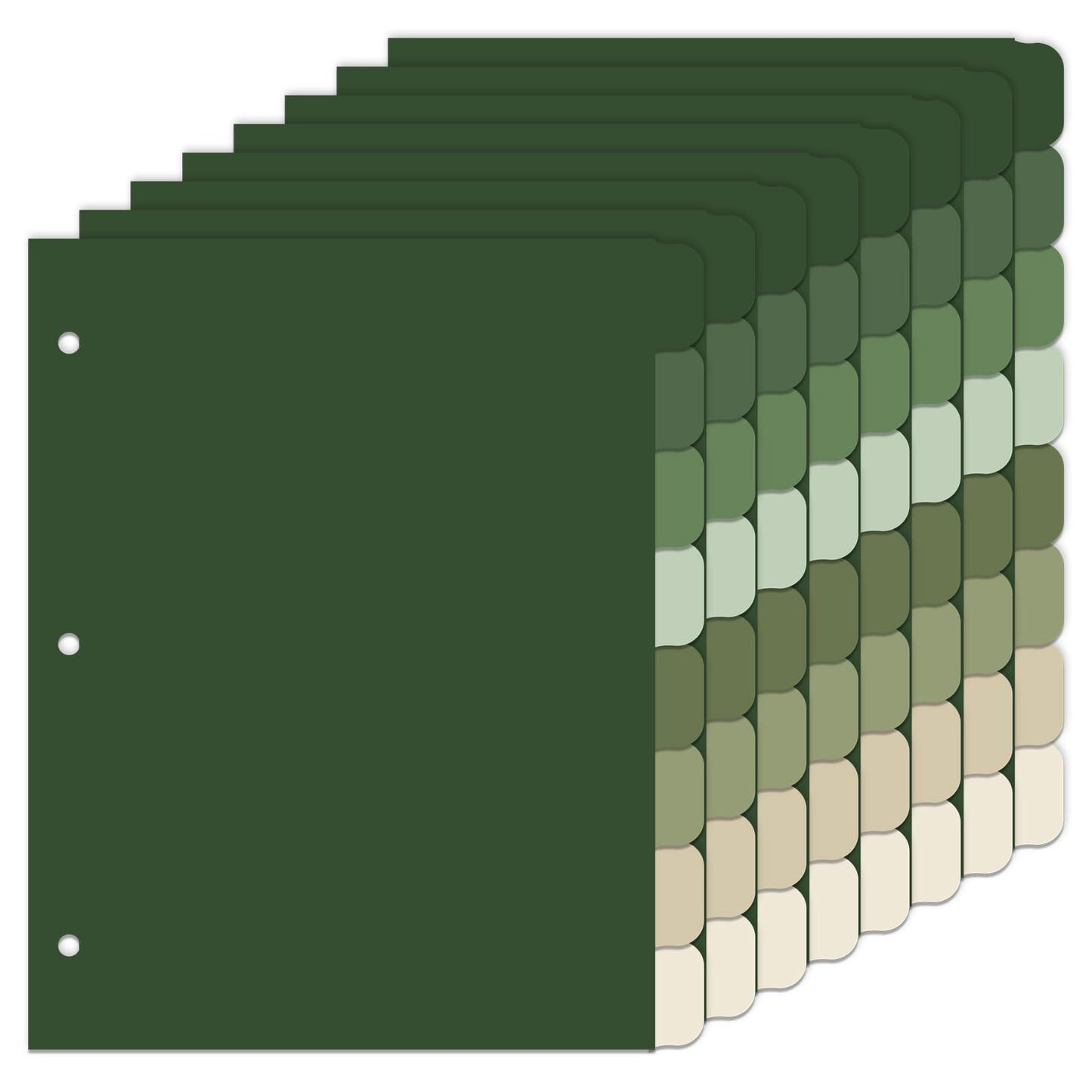 Whaline 64 Pcs/ 8 Set Sage Green 3 Ring Binder Dividers Colorful Index Dividers Plastic Page Folder Divider Sheets Protectors for Notebook Home Office Classroom Supplies