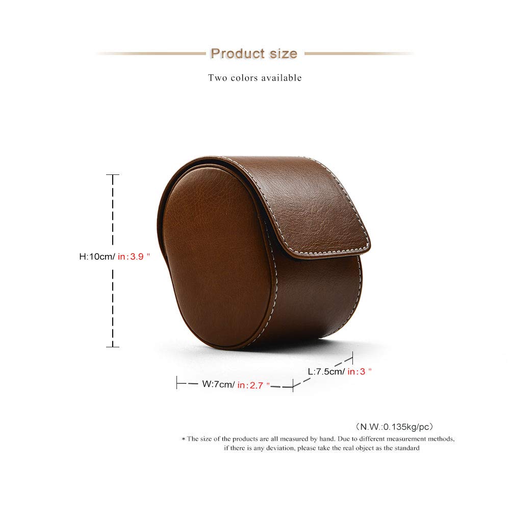 Oirlv Luxury Leather Watch Storage Box Travel Single Watch Case Watch Gift Box for Christmas Anniversary Birthday(Brown)