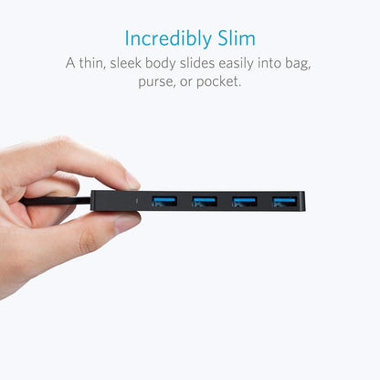 Anker 4-Port USB 3.0 Hub with 5Gbps Data Transfer, Ultra-Slim USB-C Connector Hub, for MacBook, iMac, Surface, Mobile HDD, and More (2 ft USB-C Connector, Charging Not Supported)