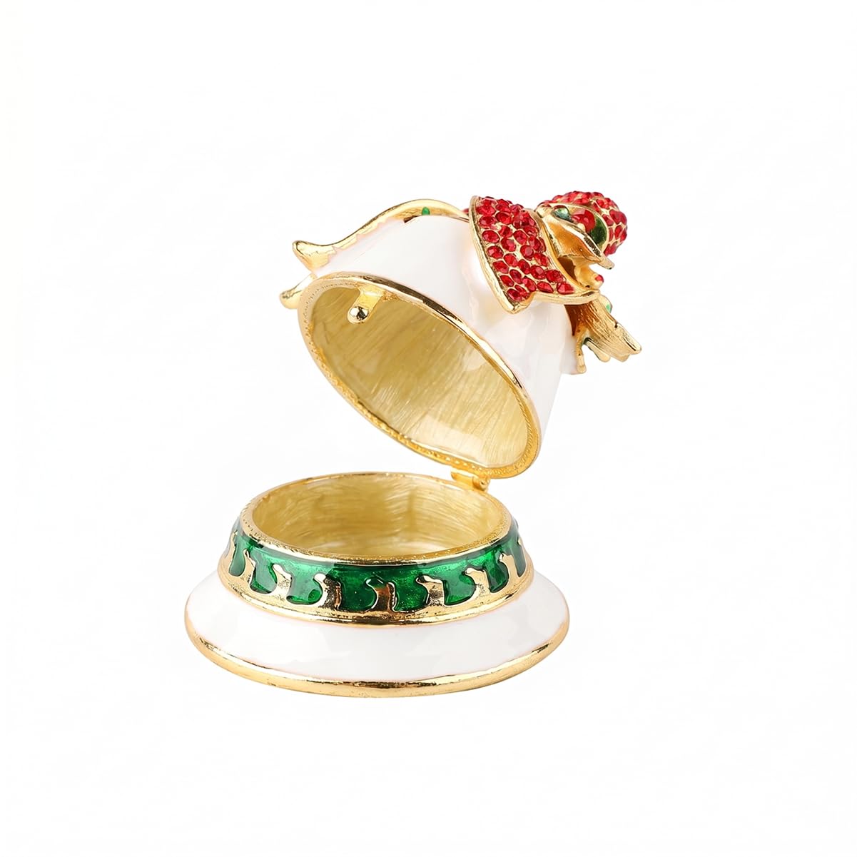 Janshe Cul Christmas Bell Trinket Boxes Hinged Hand-Painted Figurine Enamel Ornaments Craft Unique Xmas Gift for Home Decor(White)