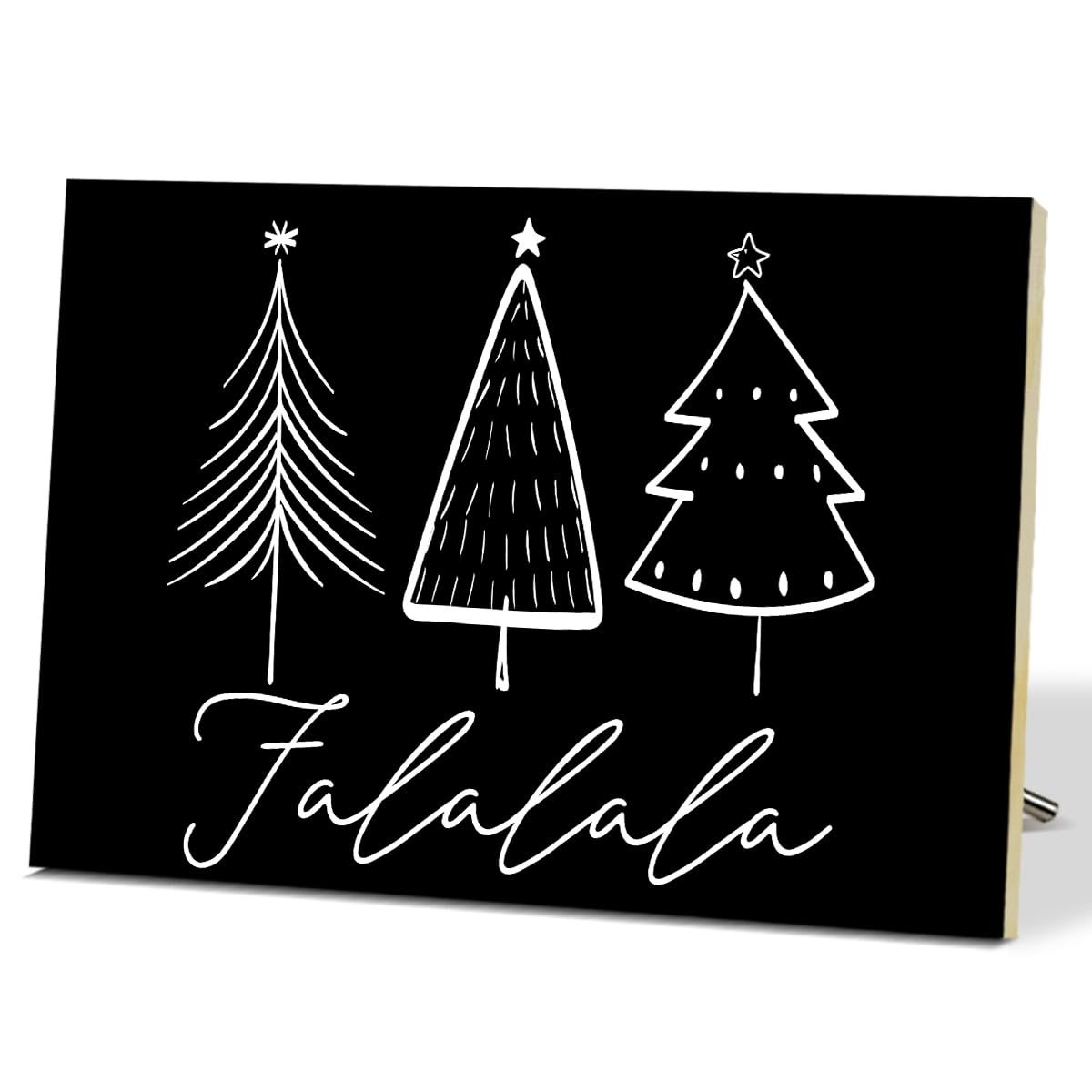 Falalala Merry Christmas Signs for Wall Decorations, Tree Wood Tabletop Decor for Table, Desk, Mantle, Shelf - Wall Art for Party Kitchen Decor - JK0386