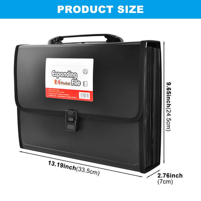 Trasylph 26 Pockets Accordion File Organizer with Lock,Document Organizer with Labels,Fireproof Expanding File Folder Paper Organizer Folder for Letter A4 Files | Receipt and More