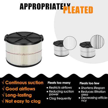 38741 Filters Replaces CMXZVBE38741 Craftsman Filter, fits CMXEVBE17040, Replaces Purple Stripe 1/2 Height Filter, Fits 3 Gallon, 4 Gallon Craftsman Shop Vacuums 1988+-2 Pack
