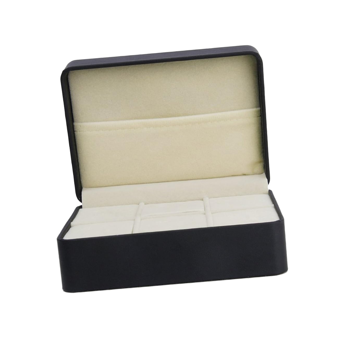 SHERCHPRY 6-Compartment Cufflink and Tie Clip Storage Box Black Compact Pu Organizer Case for Men Jewelry Display and Travel