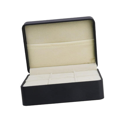 SHERCHPRY 6-Compartment Cufflink and Tie Clip Storage Box Black Compact Pu Organizer Case for Men Jewelry Display and Travel