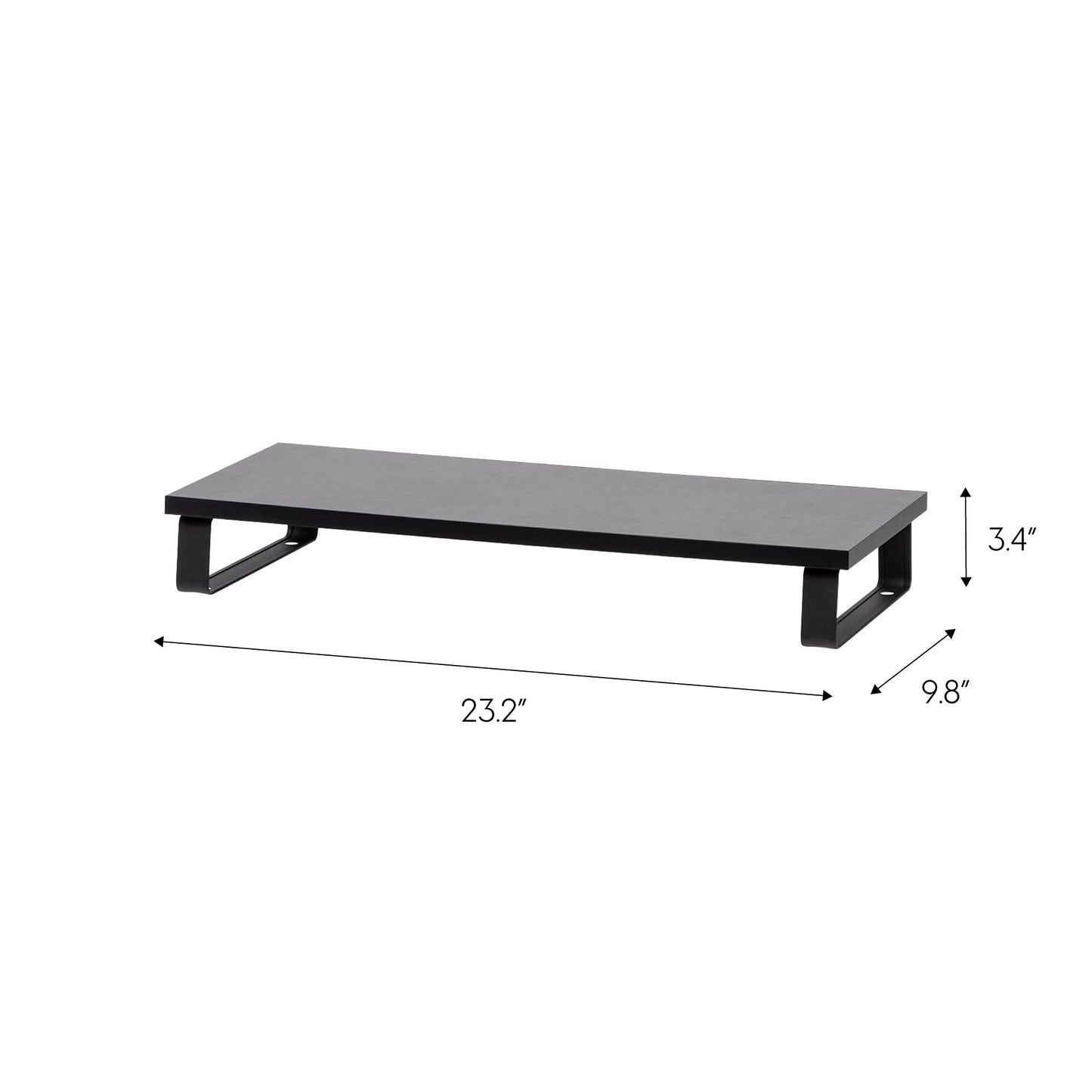 IRIS USA 1-Tier Multi-Purpose Modern PC Monitor Organizer Stand with Metal Legs, Ergonomic Desktop and Countertop Riser for Computer Laptop TV Kitchen Pantry and Closet Organization, Black
