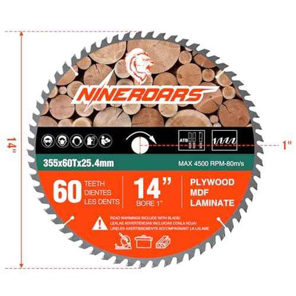 14 Inch 60-Teeth Circular Saw Blade for Cutting Wood, Plastic Laminate and Composite Materials Wood Cutting Disc