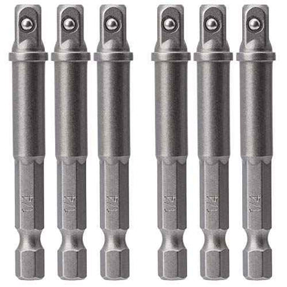 OIIKI 6 Pack 1/4 inch Square Socket Adapter Bit Set, Impact Driver Power Bits for Automotive DIY-1/4 Hex Shank