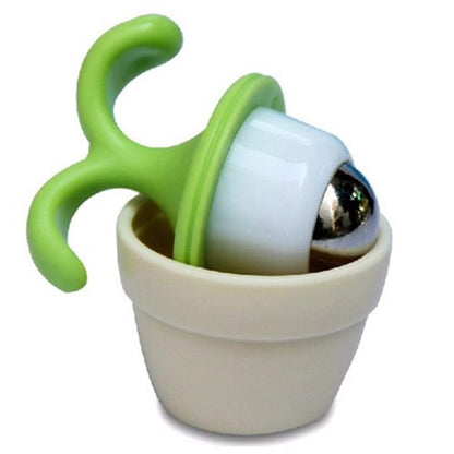 XKGD 16xi 2PCS Handheld Body Massager Mini Potted Plant Shaped Roller Ball Bead Relaxation Neck Foot Face Pot Desk Decor Massage Cooling for Neck (Green with White)