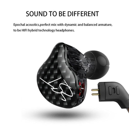 KZ ZST 1BA 1DD in Ear Earphone Clear HiFi Monitor Earbuds Wired Sport Gaming Earphone for Musician Singer Audiophile