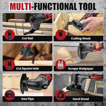 Oscillating Multi-Tool Kit Compatible With MILWAUKEE 18V Battery,Cordless Oscillating Tools With Brushless Motor,6 Speed,22PCS Accessories,4¡Æ Oscillation Angle for Cutting/Grinding/Sanding(Tool Only)