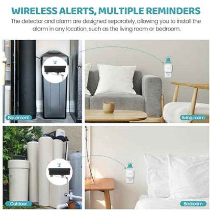 Wireless Salt Level Detector for Water Softener, Real-Time Monitoring, Adjustable Height, Dual Light & 100dB Alarm, Easy Installation, for Salt Tank, and Household Appliances