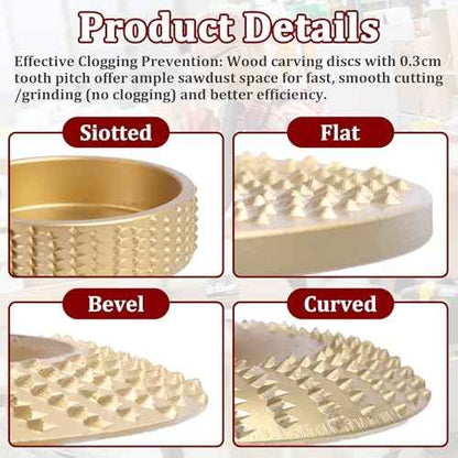 19 Pcs Wood Carving Disc Set for 4" & 4.5" Angle Grinder | Stump Tool Grinding Wheel Disc with 7/8"-5/8" Adapter Ring | Woodworking Cutting Shaping Sanding Polishing Discs Kit for Quick Carving