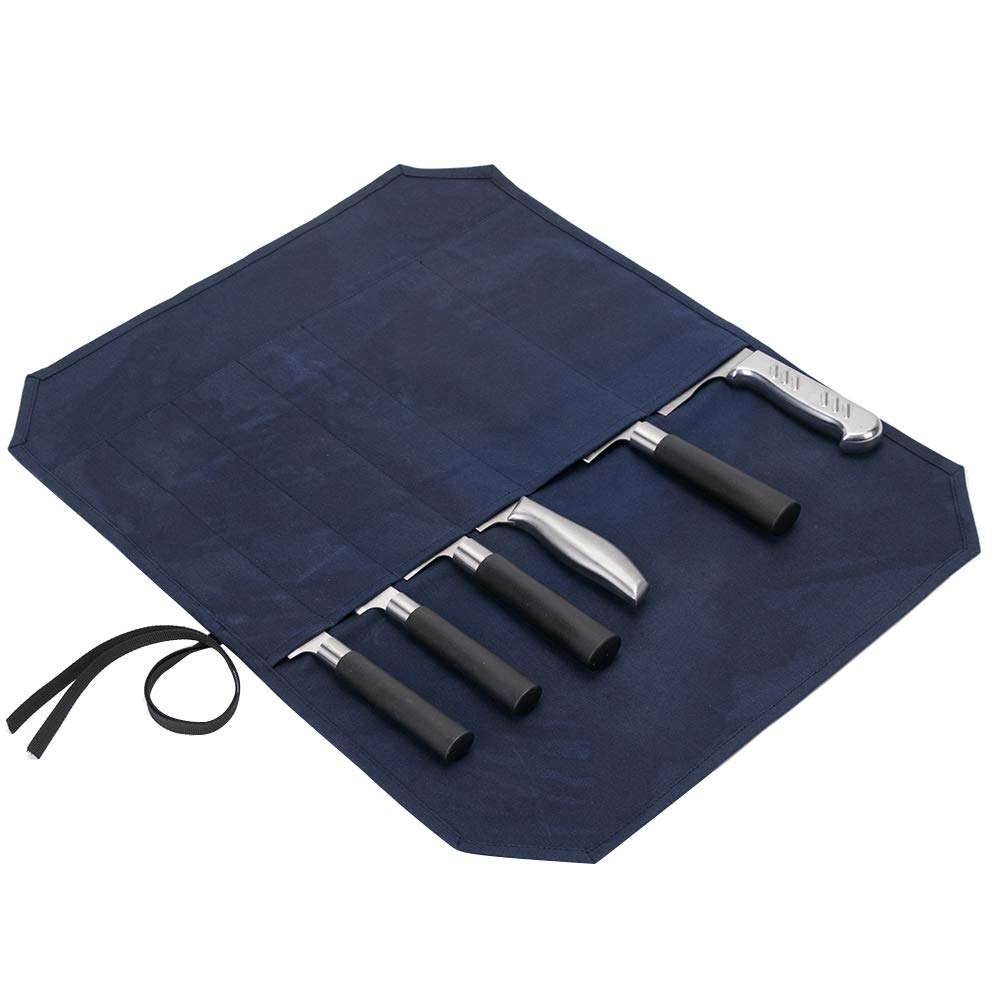 HERSENT Knife Roll,Chef’s Knife Roll Case,Waxed Canvas Cutlery Knives Holders Protectors,Home Kitchen Cooking Tools and Utensils Wrap Bag Wallet,Multi-Purpose Brush Roll Bag,Travel Tool Roll Pouch