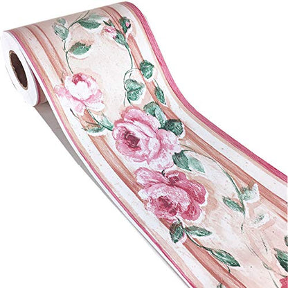 UPREDO Decorative Floral Molding Wallpaper Border Peel and Stick Paper for Bathroom Kitchen Backsplash Decal Sticker,4 Inch by 32.8ft (Pattern4)