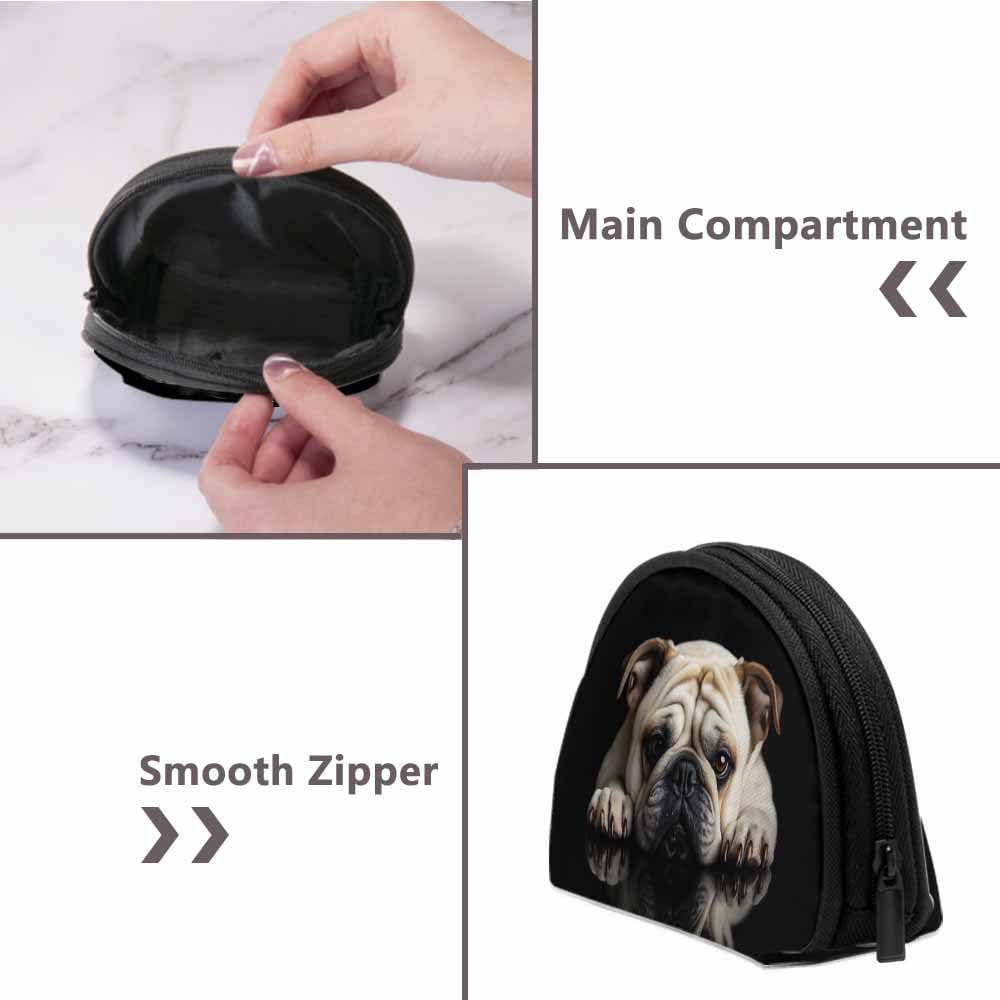 IBILIU Small Coin Purse Funny Dog Bulldog Mini Wallet Coin Pouch Change Purse For Women Men