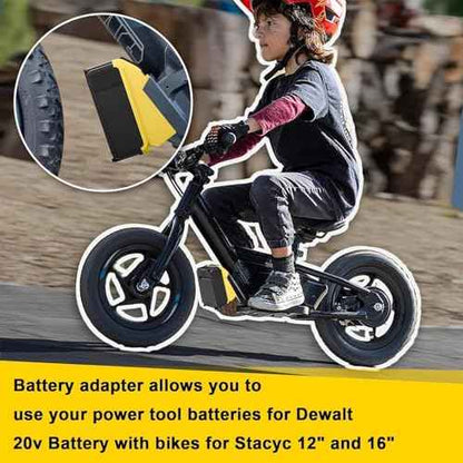 for Stacyc 12" and 16" for De.Walt 20v Battery Adapter, Double The Battery Life