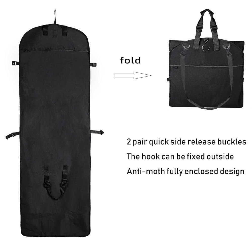 Magictodoor 66" Versatile Travelling bags Wedding Dress Travel Garment Bag Tri-Fold Gown Length w/Hanging Hook Extra Pocket
