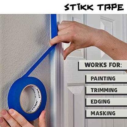 STIKK Painters Tape - 3pk White Painter Tape - 1/4 inch x 60 Yards - Paint Tape for Painting, Edges, Trim, Ceilings - Masking Tape for DIY Paint Projects - Residue-Free Painting Tape