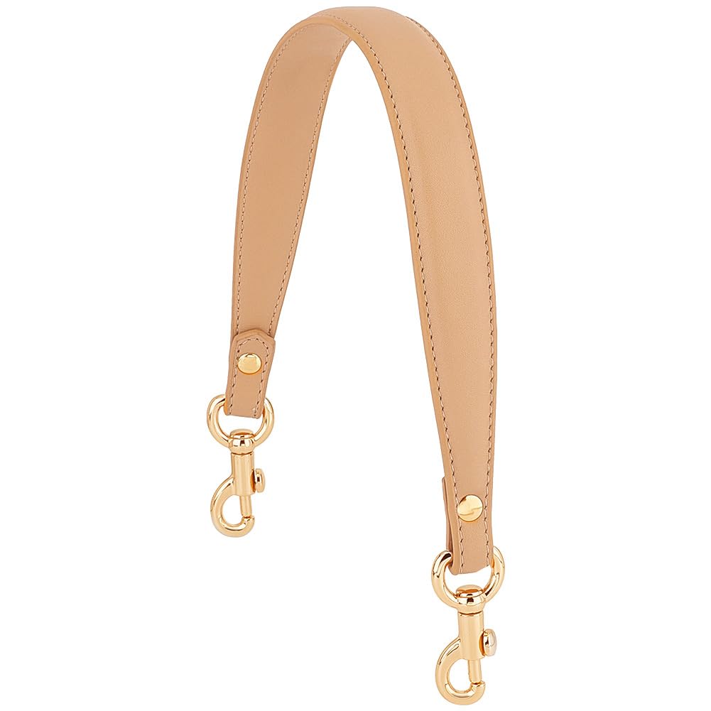 PH PandaHall 20.3 Inch Brown Leather Strap for Purse, 1 Inch Wide Replacement Handle With Golden Buckles - Short Handbag Strap for Women Men DIY Underarm Shoulder Bag