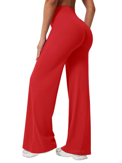 YEOREO Workout Leggings Womens No Front Seam Straight Leggings 31.5" High Waist Buttery Eddiy Gym Yoga Pants Red S