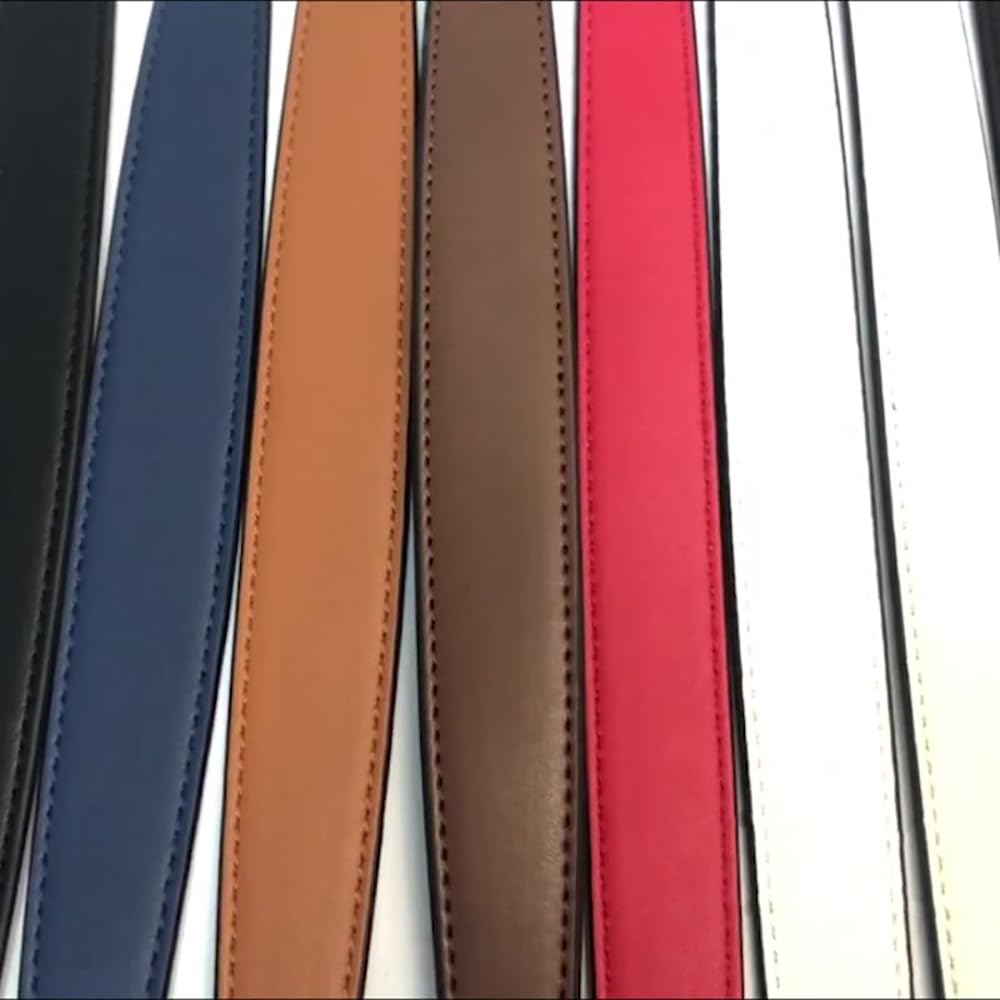 MOISTRI Flat Grain Leather Replacement Straps for Handbags Purse Straps Replacement Crossbody Gold Clasps Women Purse Making 19.29"(49CM) Long Coffee