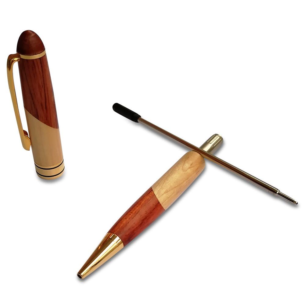 Renawe Luxury Wooden Ballpoint Pen Gift Set with Business Pen Case Display, Nice Writing Pen with Box and Gel Ink Refills Fancy Business Wood Pens Stand for Men Women Designer Cool Executive Pen