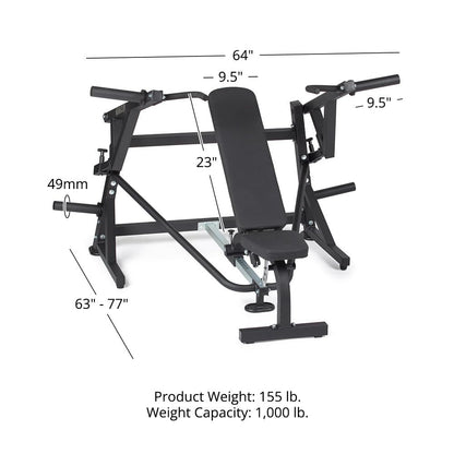 Titan Fitness Plate-Loaded Chest Press Machine with Adjustable FID Bench, 1000 LB Capacity, Converging Lever Arms for Bench Press, Chest & Back Home Gym Equipment