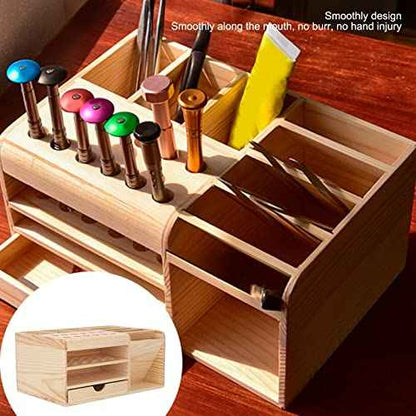 Repair Tool Organizer, Synthetic Wood Classified Storage Box with Multi Compartments, Strong and Sturdy, for Mobile Phone Maintenance Tools