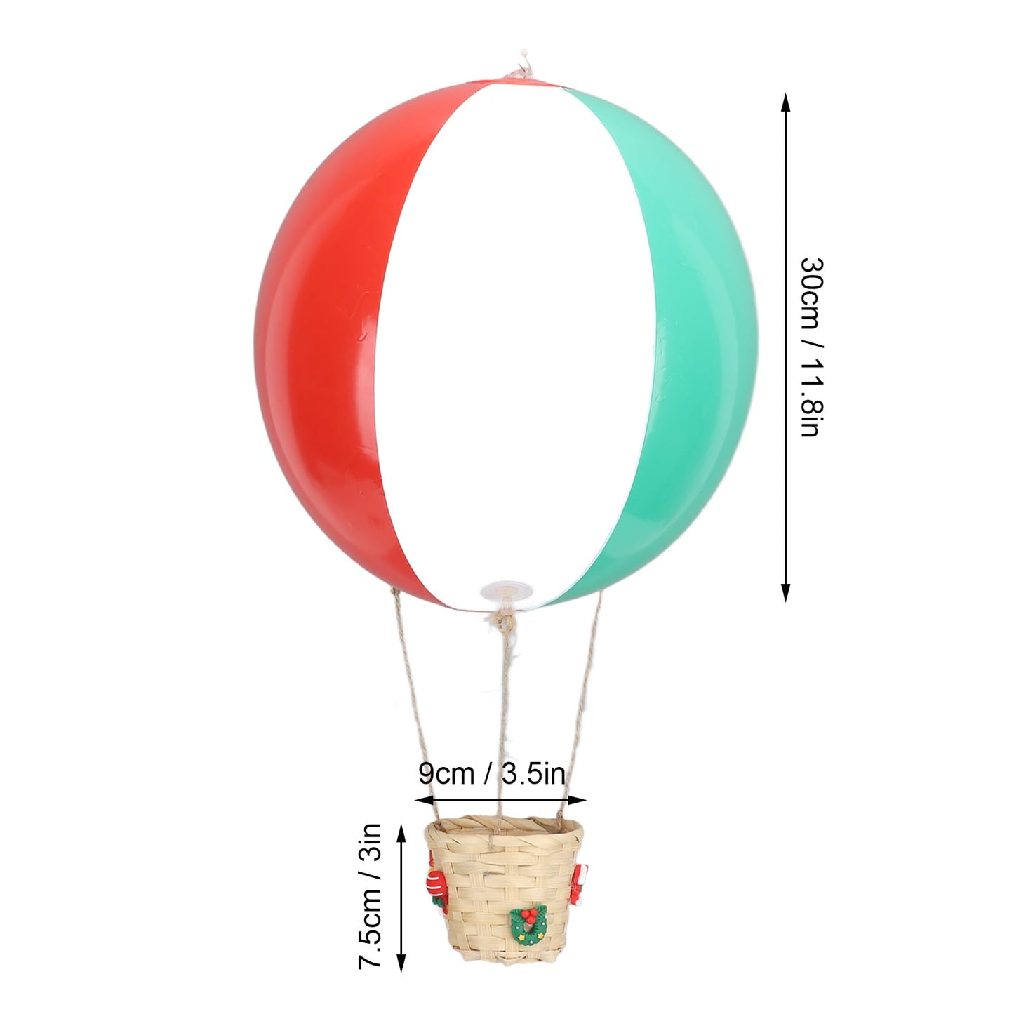 OEBUAFI Christmas Hot Air Balloon Basket, PVC Storage Bin for Dolls Candies, Lightweight Holiday Decor with Hemp Rope for Christmas Decor