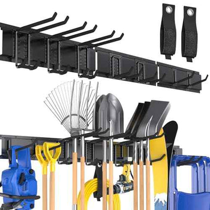 Garage Storage, Wall Mount Tool Storage Rack, 48 Inch Heavy-Duty Garage Organization Hook Set with Adjustable Rails, Tool Organizers and Storage Broom Holder Wall Mount, Gifts for Men