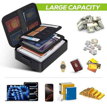 Fireproof Document Bag with Lock, Upgraded Fireproof, Heat Insulated & Waterproof Box for Document,Portable Storage for Home and Travel, Suitable for Document and Laptop