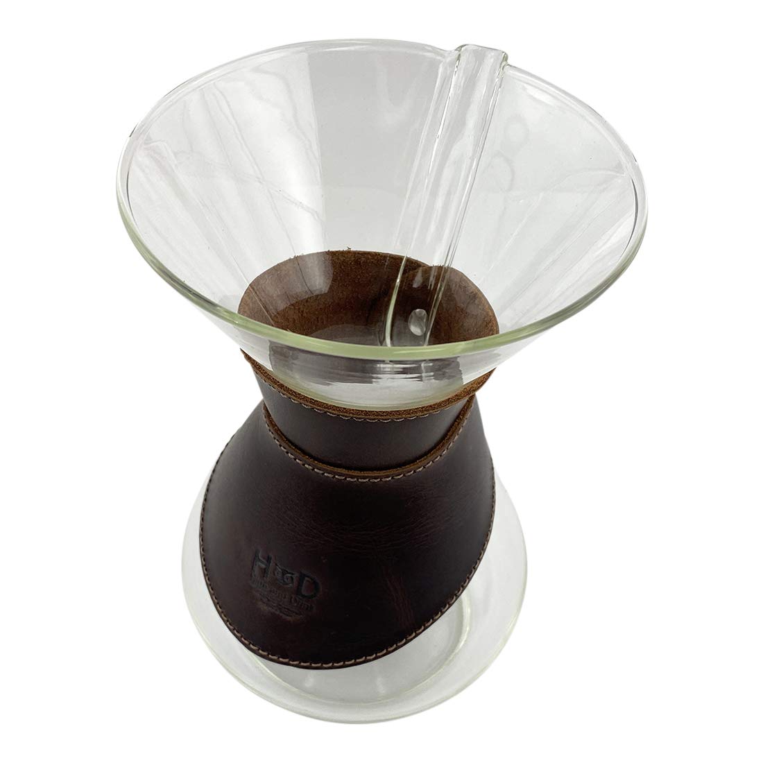 Hide & Drink, Pour Over Collar Compatible with Chemex 6-Cup Glass Handmade from Full Grain Leather - Bourbon Brown