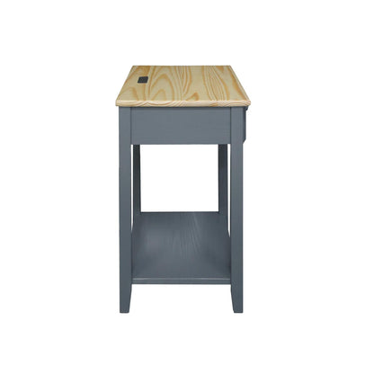 Casual Home Owl Night Stand with USB Port Charging Station and Drawer, 17.5" W x 14.25" D x 24.5" H, Natural Gray