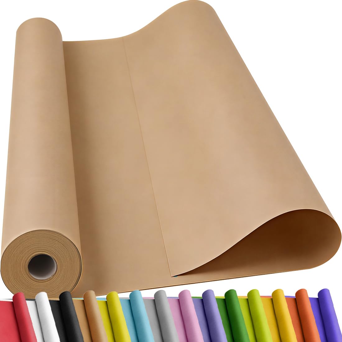 SMART&CASUAL Brown Kraft Paper Roll 36" x 2,160" (180') for Gift Wrapping Bouquet Flower Art Painting Craft Writing Packaging Shipping 70GSM 50LB (Brown, 36" x 180')