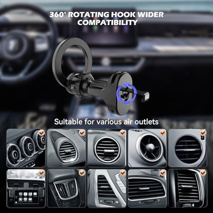 Magnetic Car Phone Mount Holder Compatible with MagSafe  – Universal Vent Magnet Clip & Holders for iPhone Pro Max & Cell Phones Accessories, Black