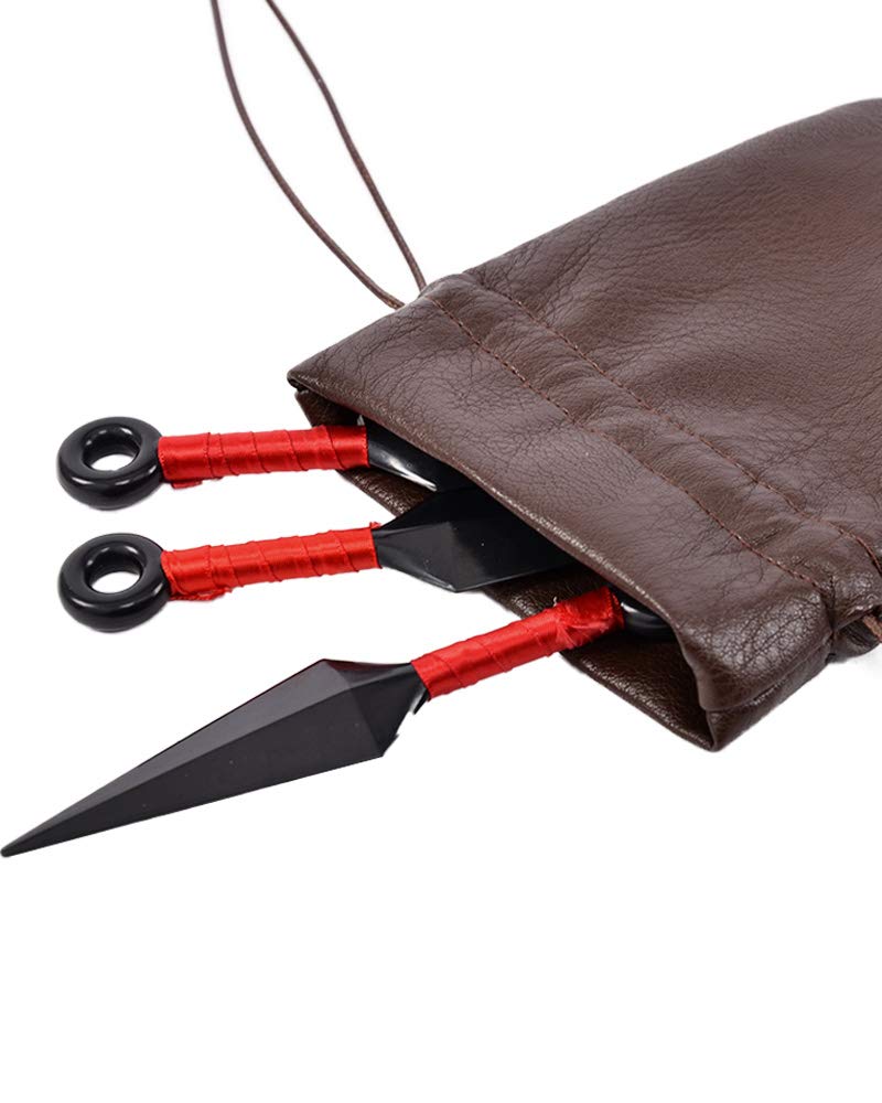 Medieval PU Leather Pouch Leather Drawstring Pouch Coin Purse Storage Renaissance Dice Bag (L, Brown)