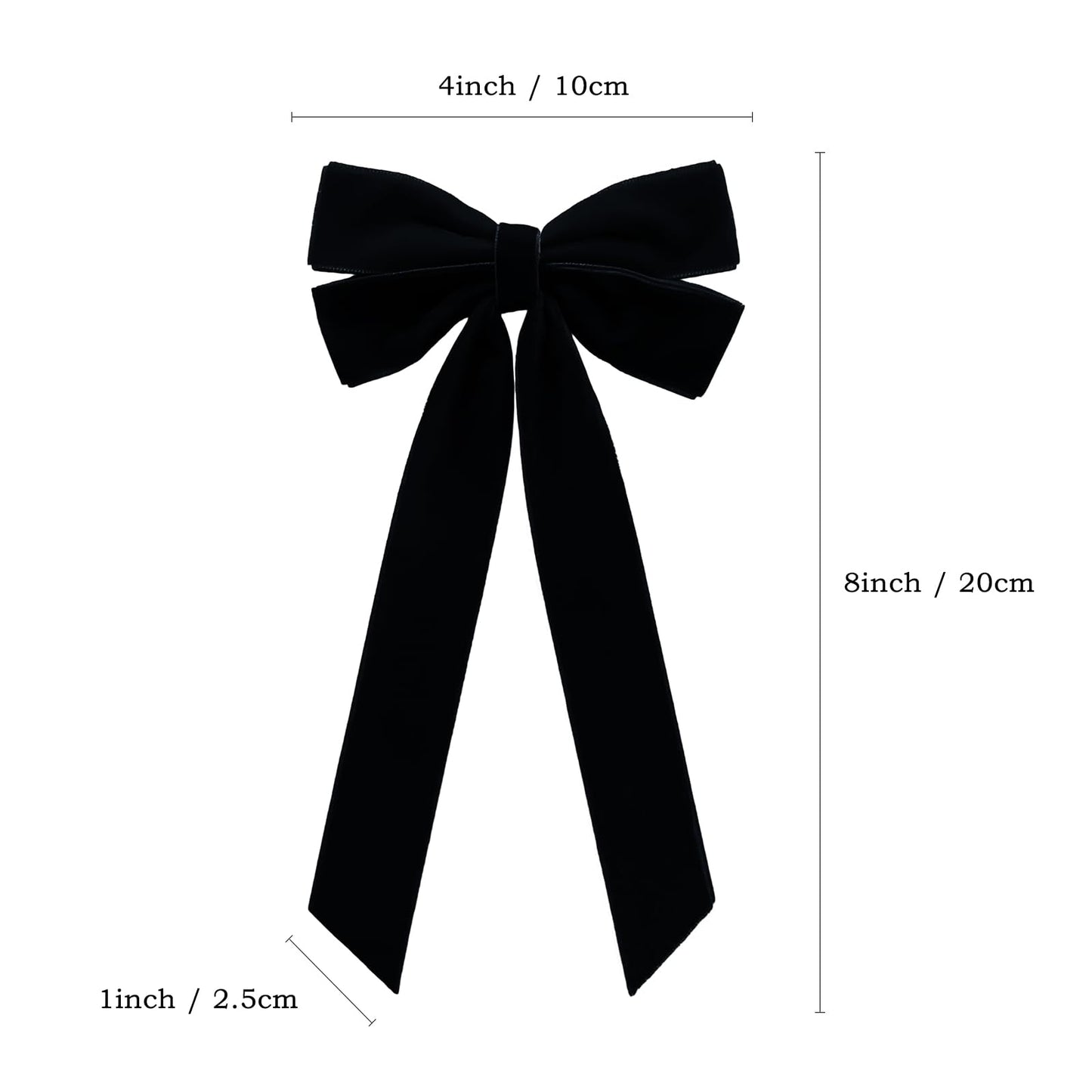 Aoyom 25Pcs Black Velvet Bows for Christmas Tree, 4 x 8 inch Xmas Ornaments with Pre-Made Twist Ties & Self-Adhesive, for Tree Cabinet Front Door Wreath Holiday Home Decor