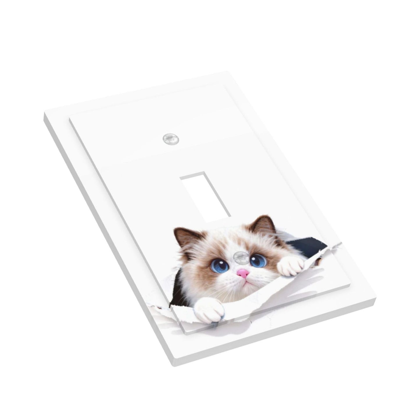 Decorative Ragdoll Cat Outlet Covers Fun Light Switch Plate 1 Gang Single Toggle Electrical Receptacle Switchplates for Bedroom Bathroom Kitchen