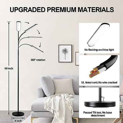 Floor Lamp 2 Pack, 18W 1800LM Bright LED Floor Lamp with 2 Remotes & Works with Smart Plug, Dimmable Timing Eye Caring Standing Reading Floor Lamps for Living Room Bedroom Office