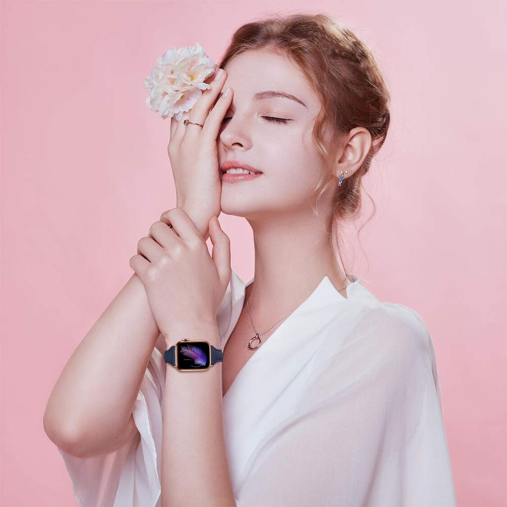 OULUCCI Leather Bands Compatible Apple Watch Bands For Women 38mm 40mm 41mm 42mm 44mm 45mm 46mm 49mm, Top Grain Leather Band Replacement Strap for iWatch Ultra SE SE2 Series 11 10 9 8 7 6 5 4 3 2 1