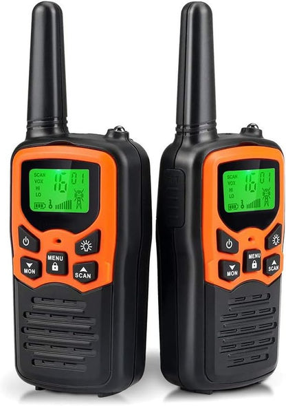 MOICO Walkie Talkies - Long Range 22 FRS Channels for Adults | Family Hiking & Camping (Orange, 2 Pack)
