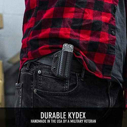 Clip & Carry Kydex Multitool Sheath for Leatherman Wingman/Sidekick/REBAR/REV - Made in USA (Multi-Tool not Included) EDC Multi Tool Sheath Holder Holster Cover (CF Black)