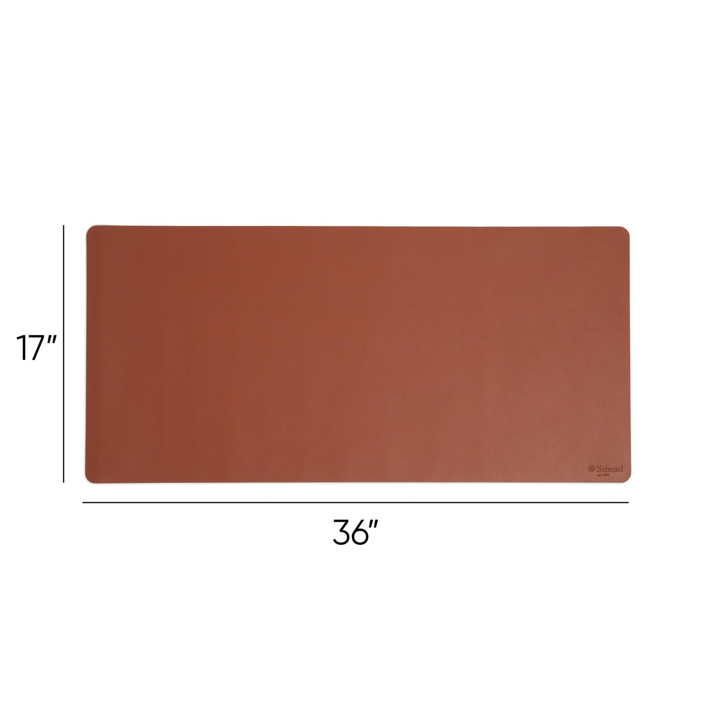 Smead Desk Pad, Vegan Leather Desk Mat with Non-Slip Faux Suede Backing, Perfect Desk Organizer for Office Decor, 36” x 17” Large, Saddle (64827)