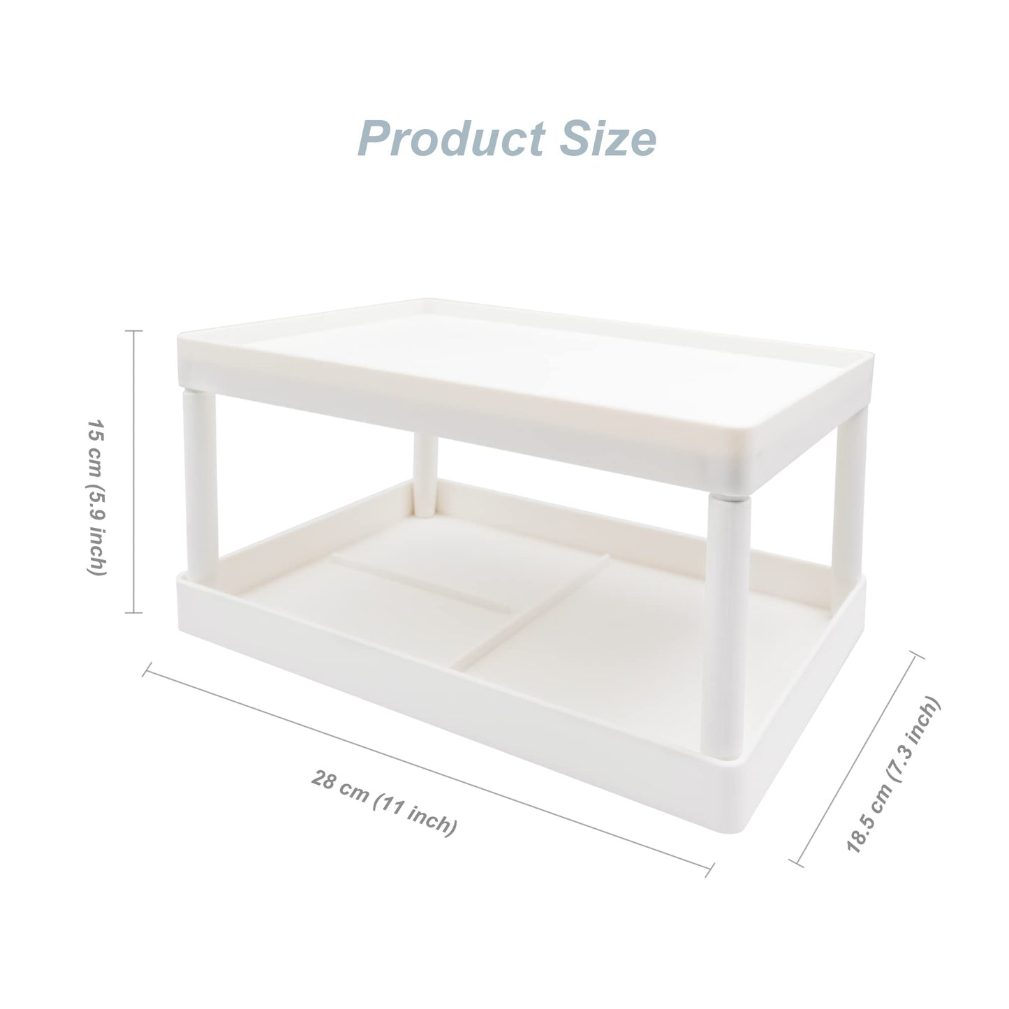 souG Desktop Storage Rack Organizer for Kitchen Bathroom Office Dorm - Double-Layer Cosmetic Stationery Storage Holder and Table Sundries Display Shelf - White